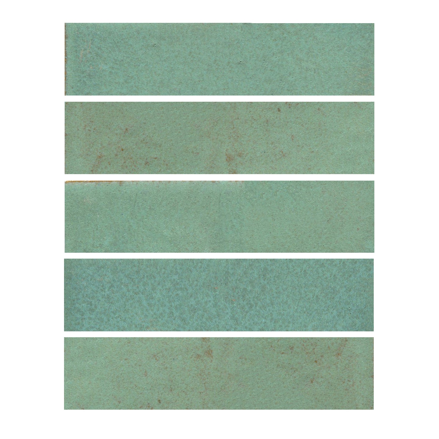Copper Patina matte finish, transitioning in color from light green to turquoise.